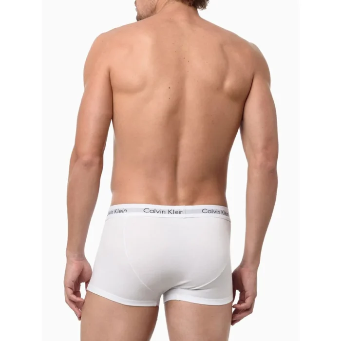 KIT 3 UNDERWEAR LOW RISE TRUNK CLASSIC CINTURA BAIXA COM ELASTANO CUECA CALVIN KLEIN BRANCA - Imagem 3