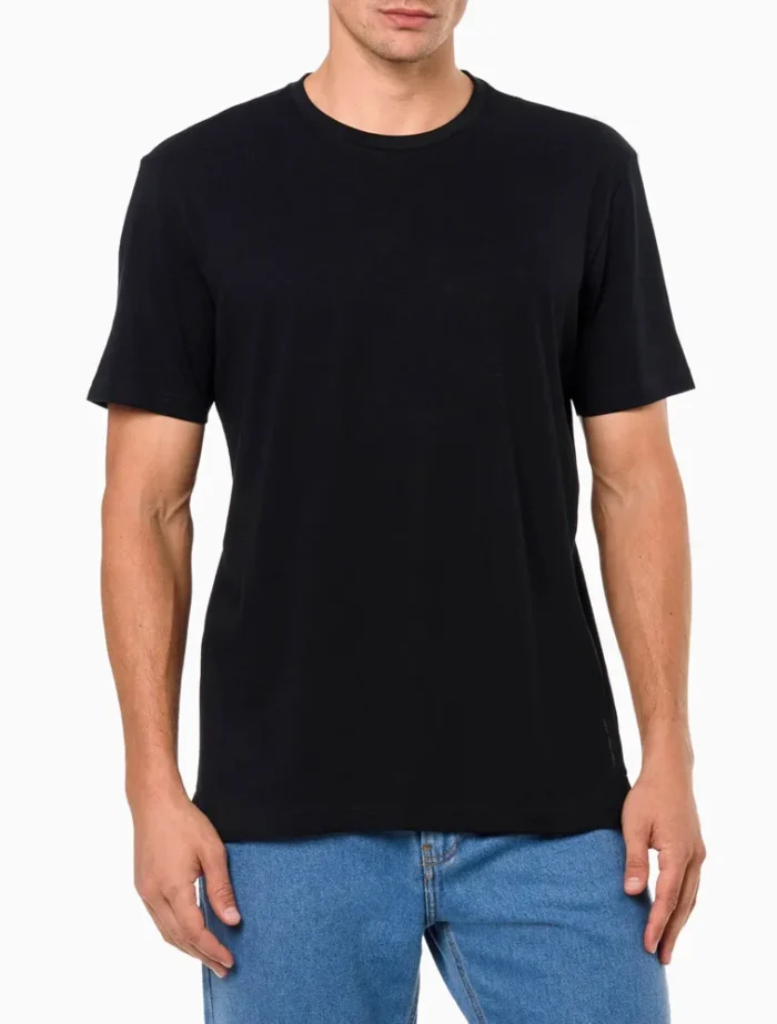 CAMISETA DE ALGODÃO ESSENTIALS CALVIN KLEIN JEANS PRETO