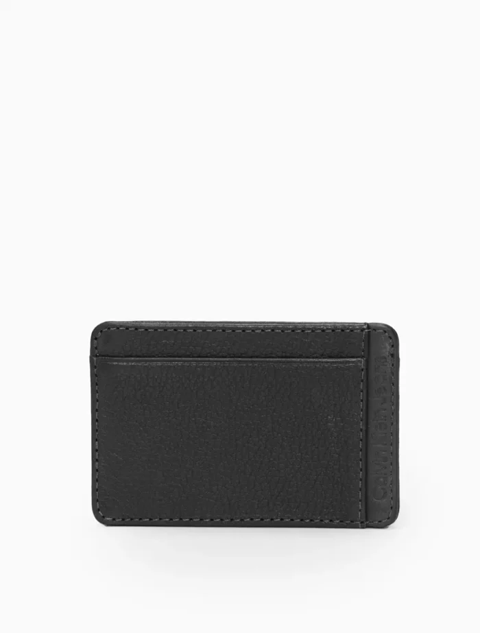 CARTEIRA PORTA CARTÃO MASCULINO DE COURO CALVIN KLEIN JEANS PRETO