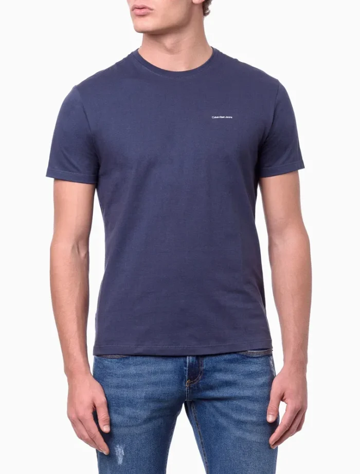 CAMISETA DE ALGODÃO CALVIN KLEIN JEANS AZUL MARINHO