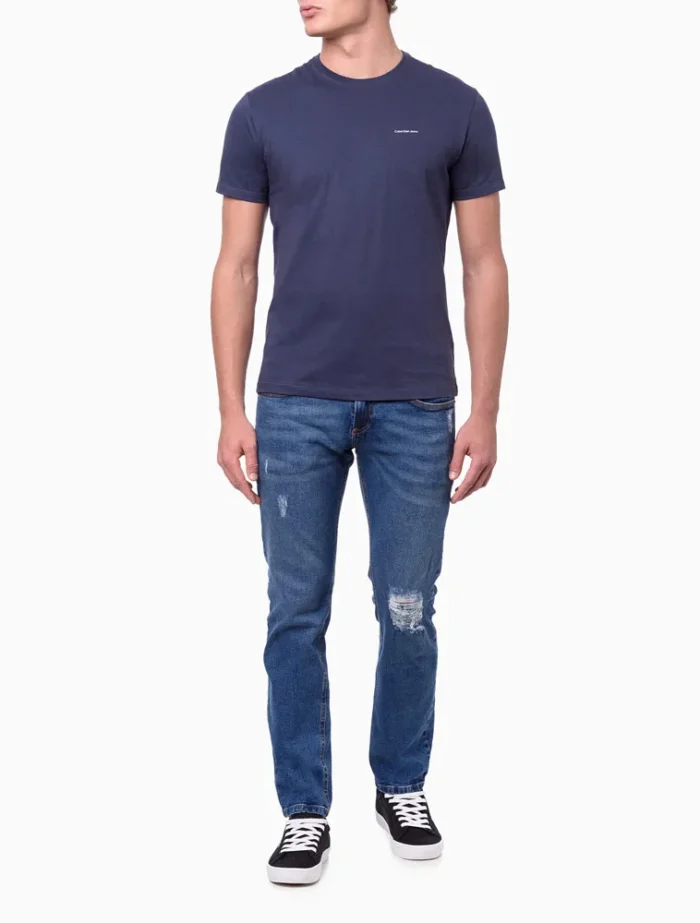 CAMISETA DE ALGODÃO CALVIN KLEIN JEANS AZUL MARINHO - Imagem 3