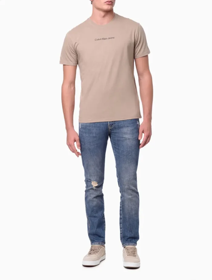 CAMISETA LOGO CENTRALIZADO CALVIN KLEIN JEANS CAQUI MEDIO - Imagem 4