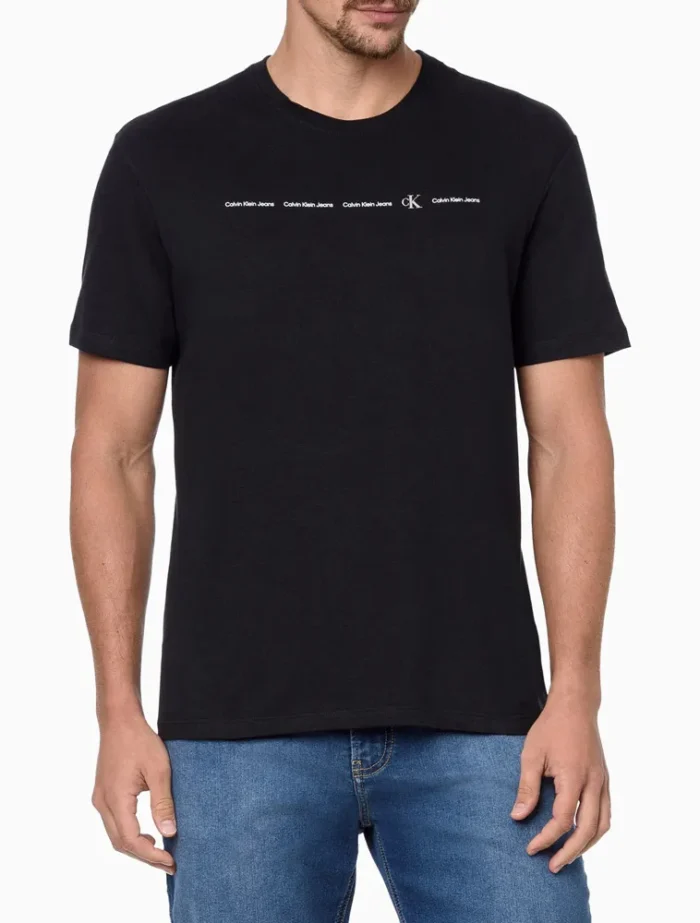 CAMISETA MEIA MALHA CALVIN KLEIN JEANS PRETO