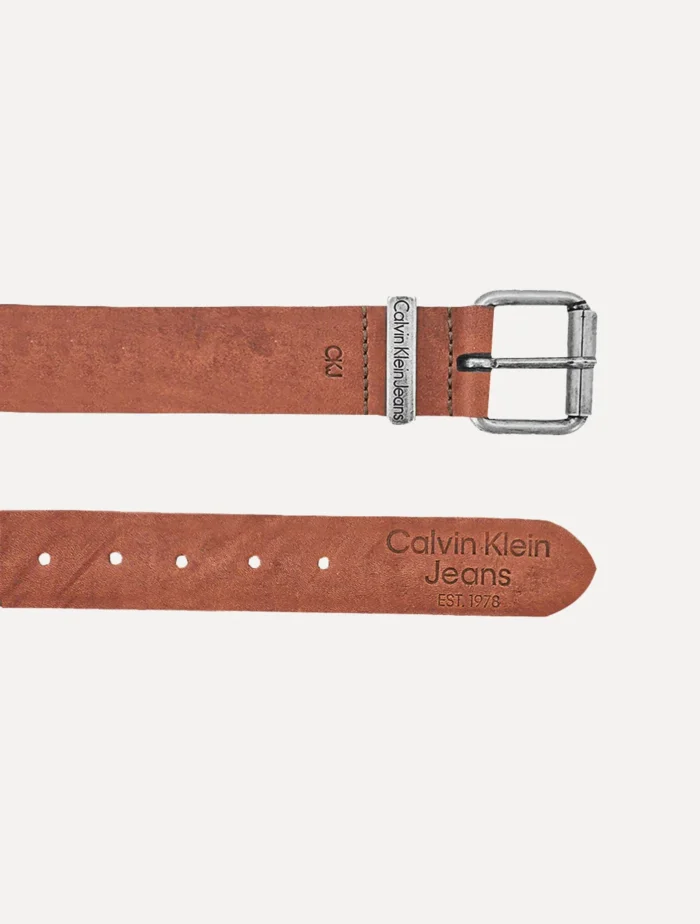Cinto Calvin Klein Jeans Masculino Couro CKJ Estampa 1978 Havana Marrom Claro - Imagem 4