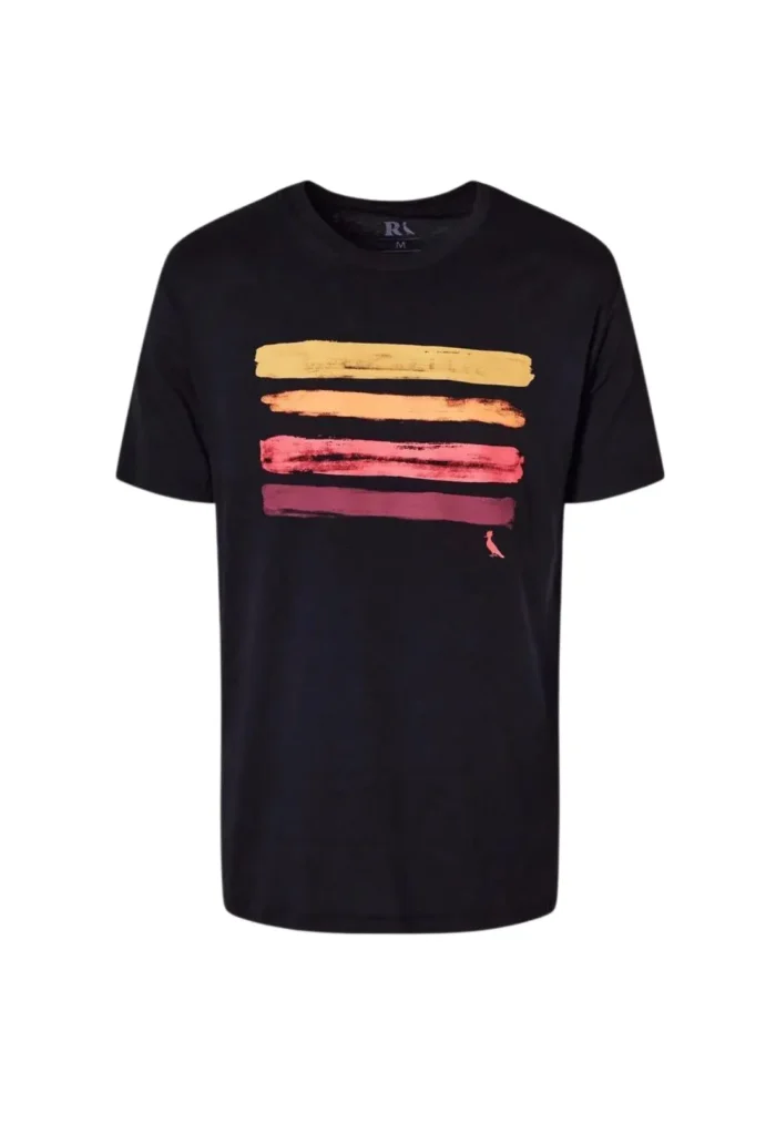 CAMISETA RESERVA ESTAMPADA 4 LISTRAS AQUARELA PRETA - Imagem 2
